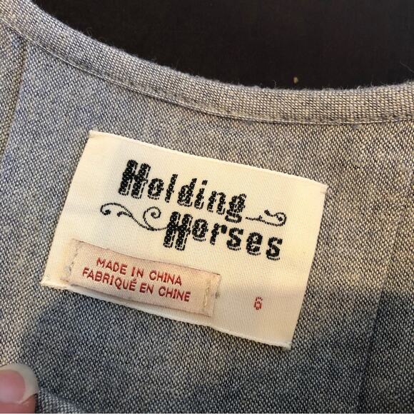 Anthropologie Holding Horses gray button front linen blend tunic top or dress 6 - Picture 8 of 13